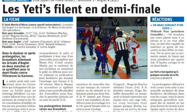 Les Yeti’s filent en demi-finale